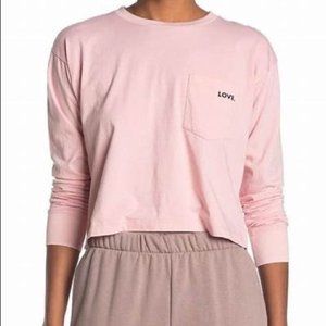 Rebecca Minkoff Love Daniela Long Sleeve Semi Cropped Tee T-shirt Top K192
